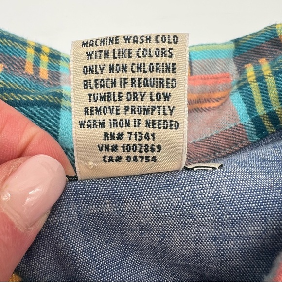 L.L. Bean Men’s XL Plaid Button-Up Shirt – Coral & Teal – Traditional Fit - Picture 6 of 10